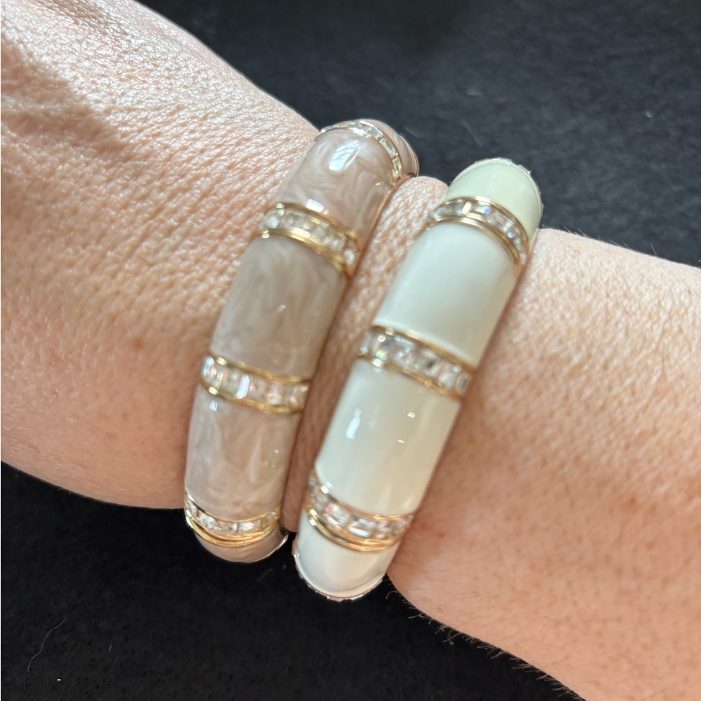 Park Lane Gold and Cream Crystal Embellished Bracelets
